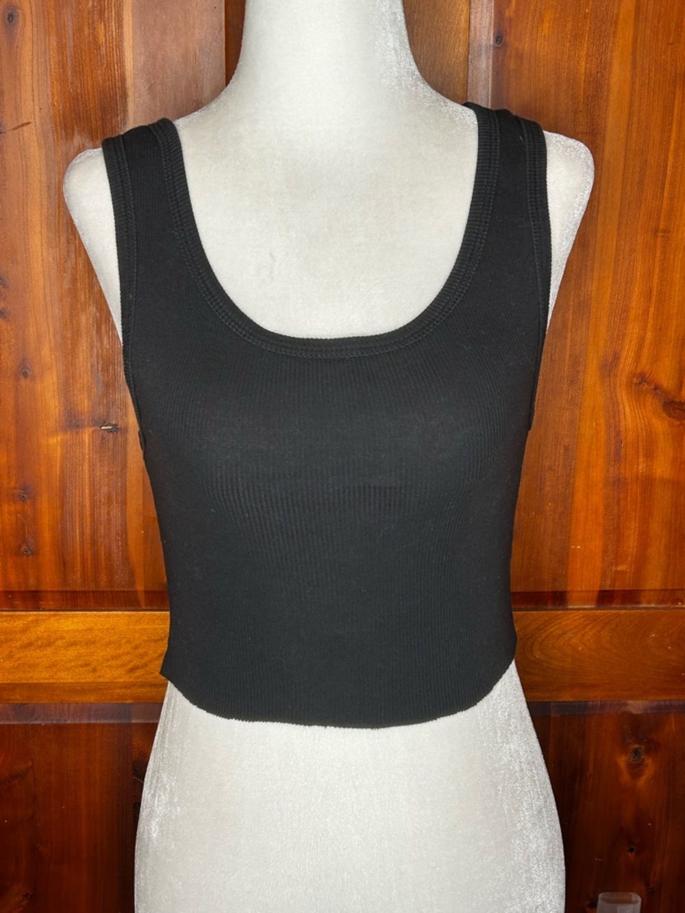 Reformation Ribbed Scoop Neck Crop Tank Top Minimalist Stretch Fairy Grunge